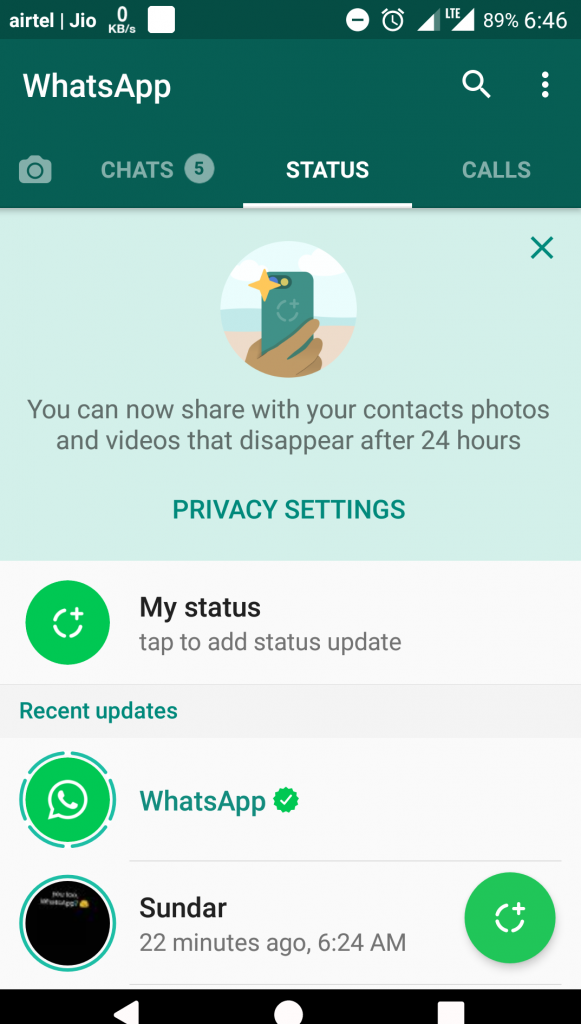 what is whatsapp status