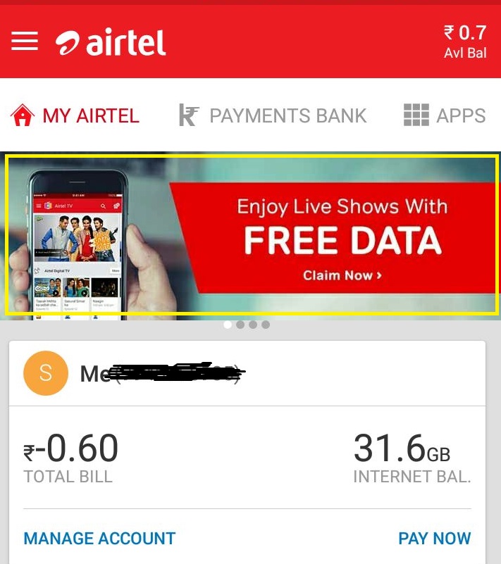 airtel free data 60gb postpaid