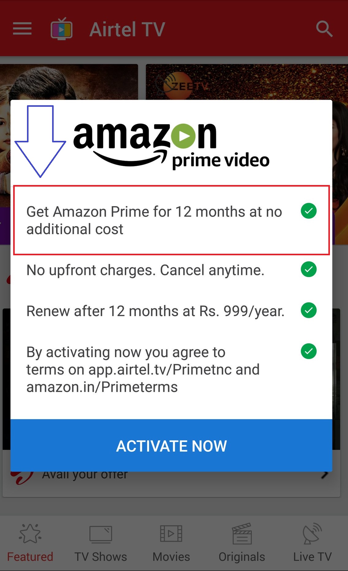 amazon prime membership airtel postpaid