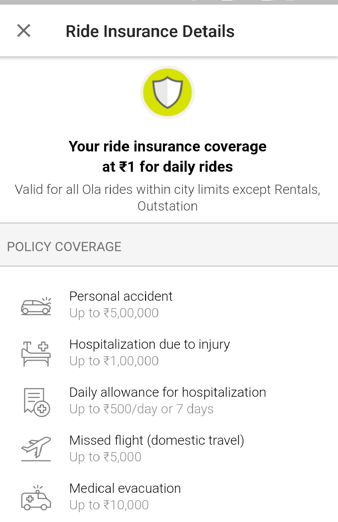 ola ride insurance