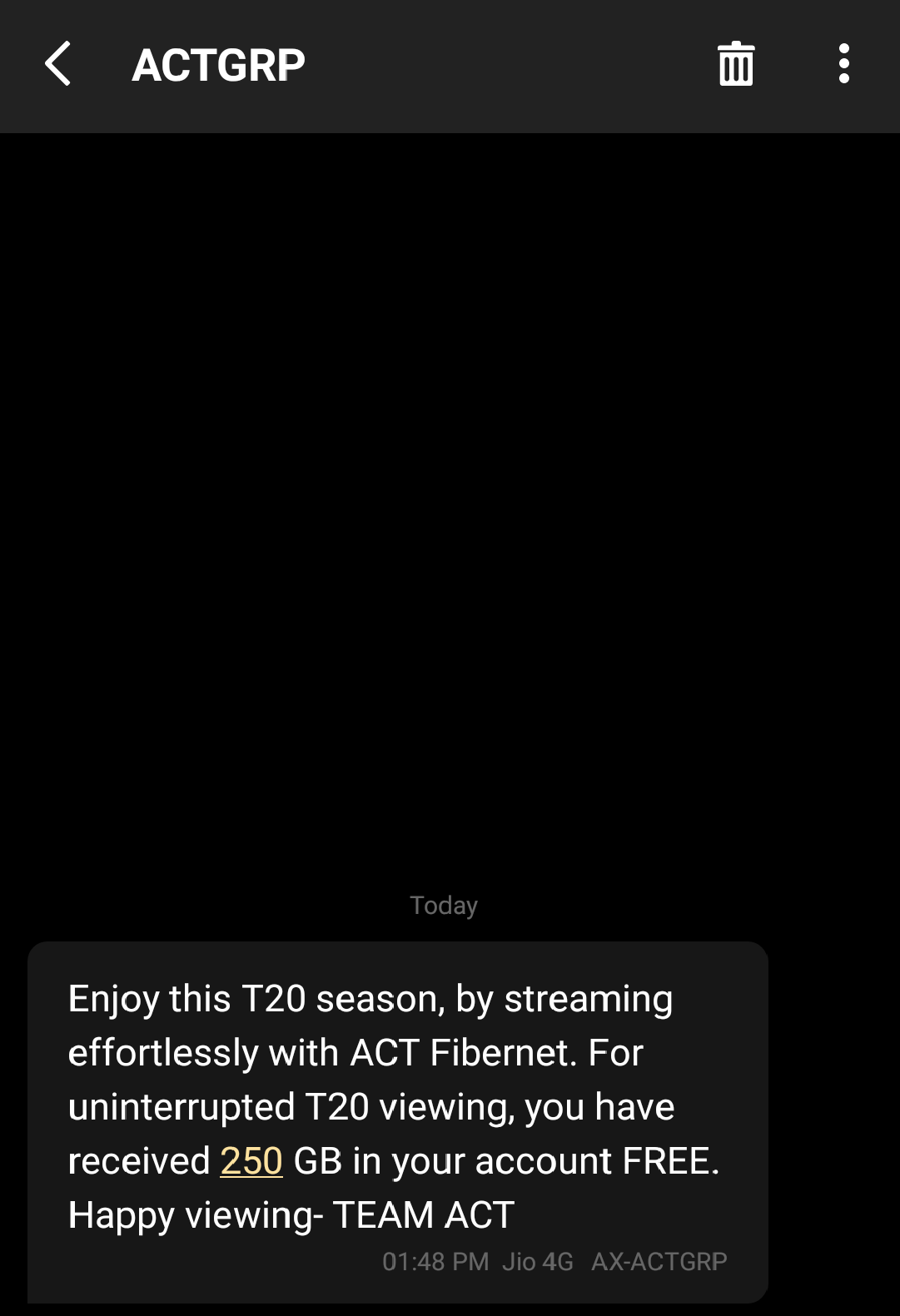 act fibernet t20 data surprise