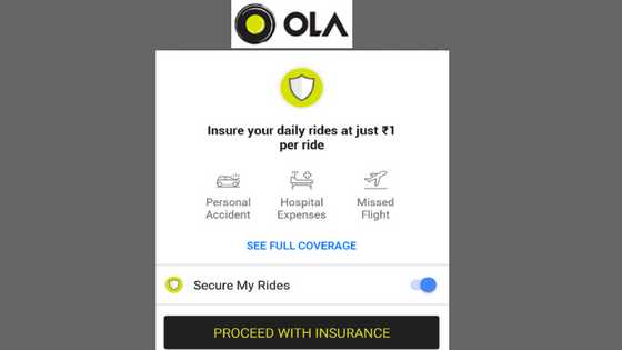 ola cabs ride insurance